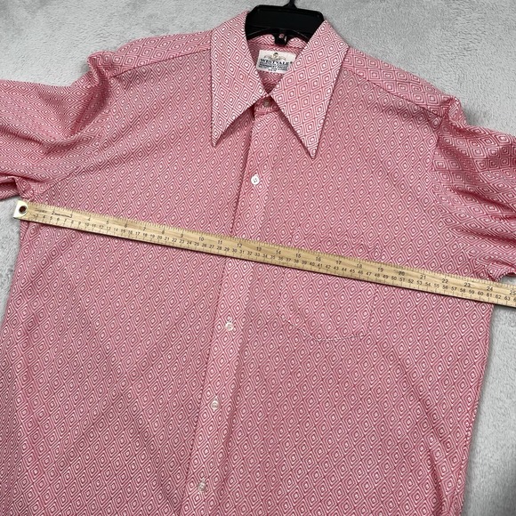 Vintage Westvale Shirt Mens 16.5 Red Geometric Dagger Collar Dicso 70s Western - Picture 4 of 9